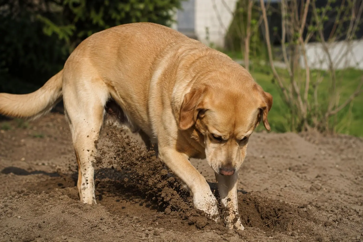Hund scharrt und ist unruhig